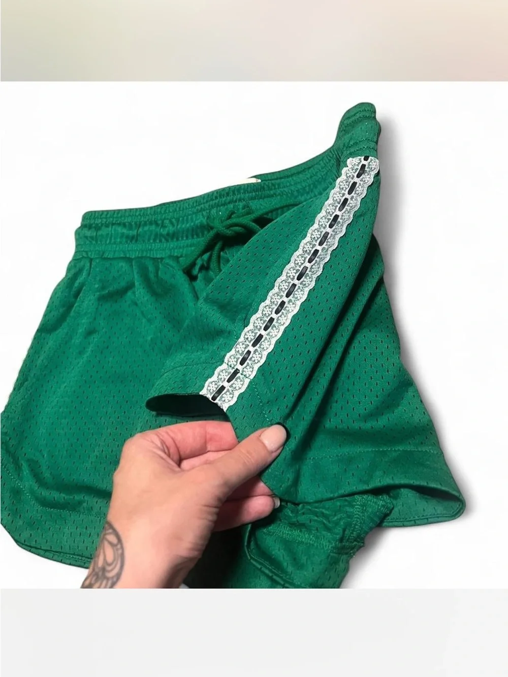 BDG Green Mesh Lace Trim Sporty Shorts - XS